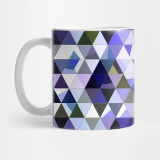 Blue, Grey, Black and White Abstract Imperfect Triangles Mosaic Mug